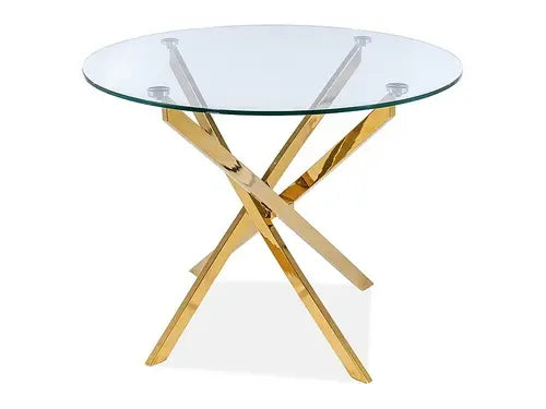 Masă dining rotundă AGIS transparent/auriu Ø90
