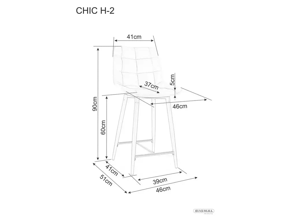 Scaun bar semi-înalt CHIC H-2 Velvet structură neagră/bej Bluvel 28
