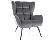 Fotoliu LOUIS Velvet negru mat structură/gri Bluvel 14