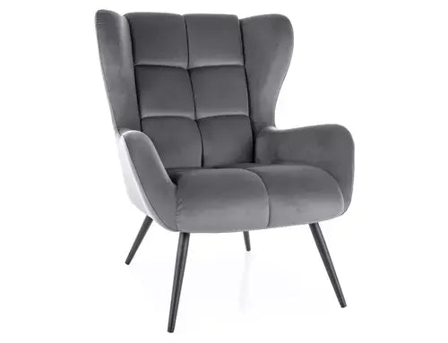 Fotoliu LOUIS Velvet negru mat structură/gri Bluvel 14