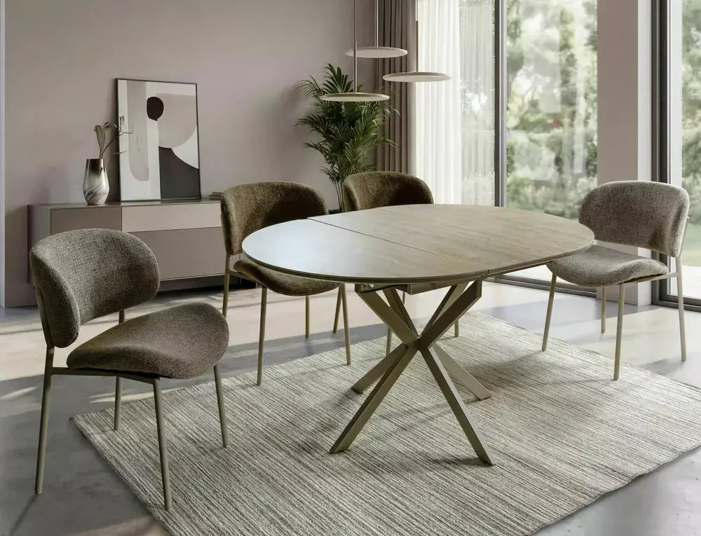 Masă dining extensibilă GASTON Ceramic travertin/cașmir 100(135)x100