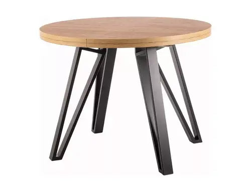 Masă dining extensibilă rotundă GALAXY stejar Artisan/negru Ø100 (100-168)