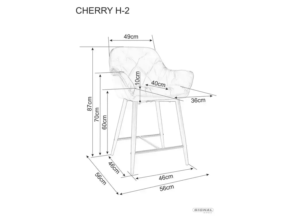 Scaun bar înalt CHERRY H-2 Velvet structură neagră/gri Bluvel 14