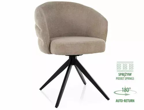 Scaun dining ORES structură neagră/bej tap.250