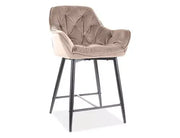 Scaun bar înalt CHERRY H-2 Velvet structură neagră/bej Bluvel 28
