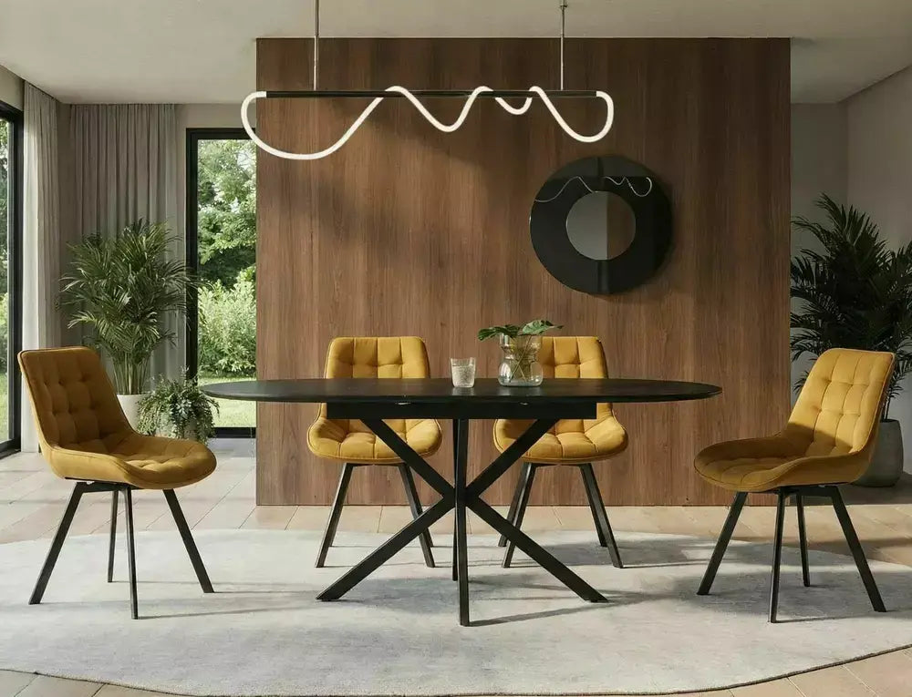 Masă dining extensibilă GASTON Ceramic negru 140(180)x80