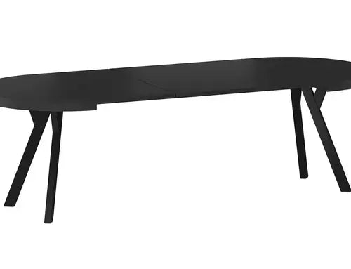 Masă dining extensibilă rotundă DOMINGO negru mat/negru Ø100 (100-250)