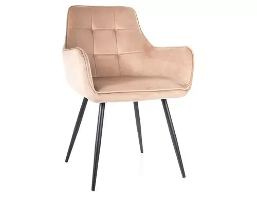 Scaun dining LEMON Velvet structură neagră/olive Bluvel 77