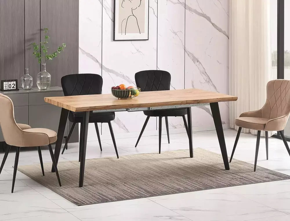 Masă dining extensibilă FRESNO stejar/negru structură 150(210)x90