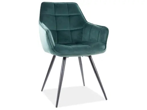 Scaun dining LILIA Velvet structură neagră/verde Bluvel 78