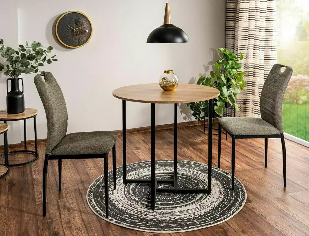 Masă dining rotundă ALTO II stejar/negru Ø80