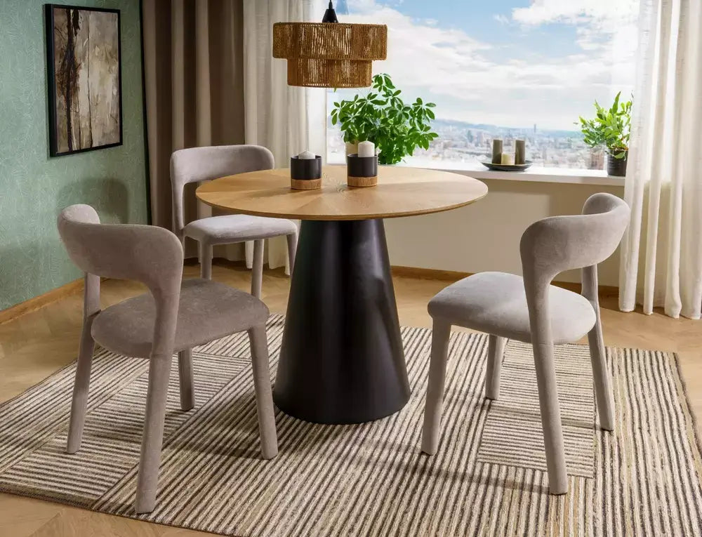 Masă dining rotundă ANGEL stejar/negru Ø120