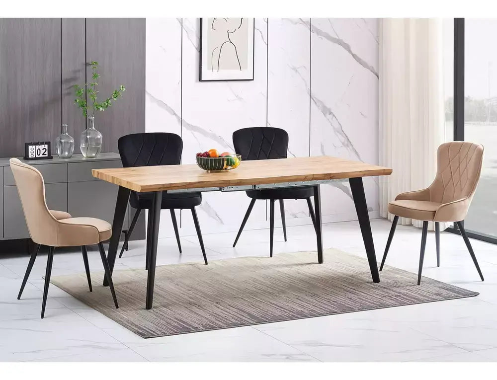 Scaun dining LOTUS Velvet structură neagră/turcoaz Bluvel 85