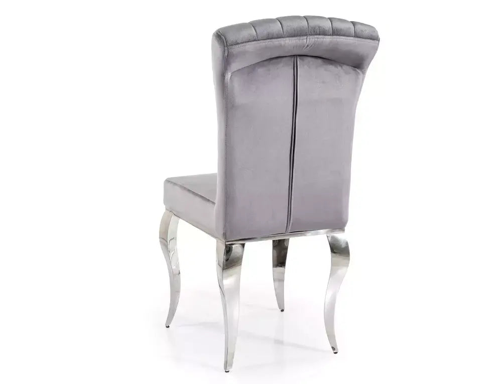 Scaun dining PRINCE Velvet crom/gri tap. 195