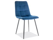 Scaun dining MILA Velvet structură neagră/albastru navy Bluvel 86