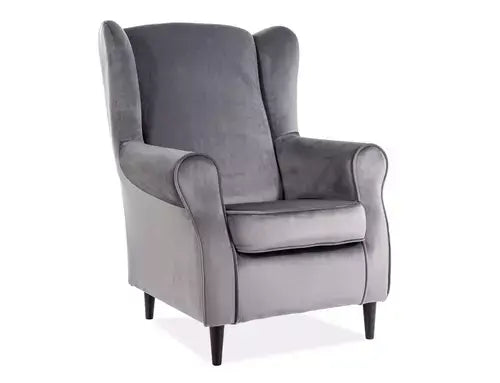 Fotoliu BARON Velvet gri Bluvel 14/wengé