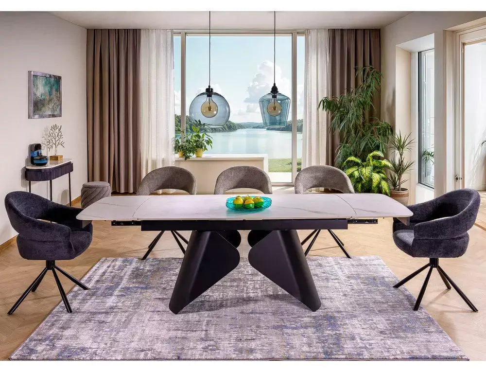 Masă dining extensibilă ARMANDO alb/negru 160(240)x90