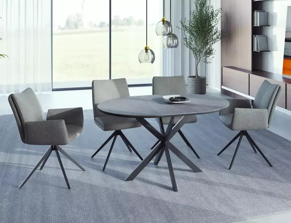Masă dining extensibilă GASTON Ceramic gri/negru 100(135)x100