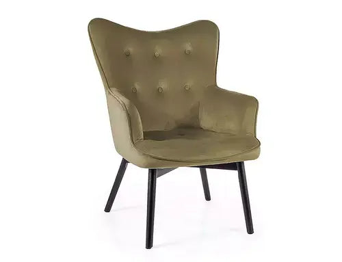 Fotoliu CARMEN Velvet negru mat structură/olive Bluvel 77