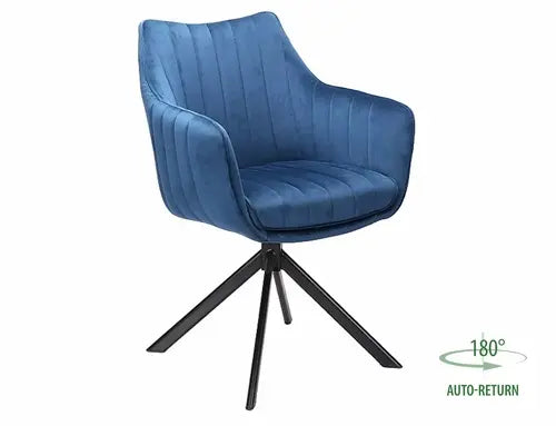 Scaun dining AZALIA Velvet structură neagră/albastru navy Bluvel 86