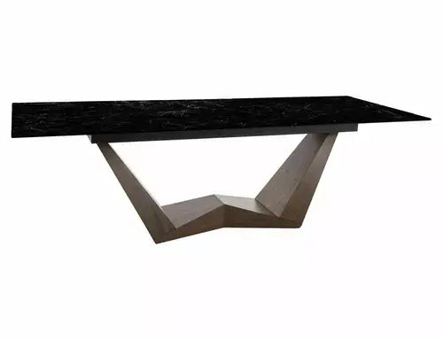 Masă dining extensibilă BONUCCI Ceramic negru Nero Greco/nuc (200-250)x98
