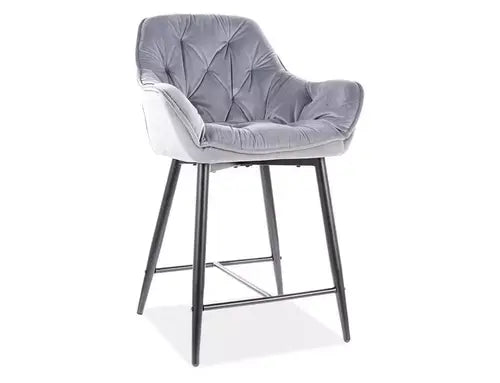Scaun bar înalt CHERRY H-2 Velvet structură neagră/gri Bluvel 14