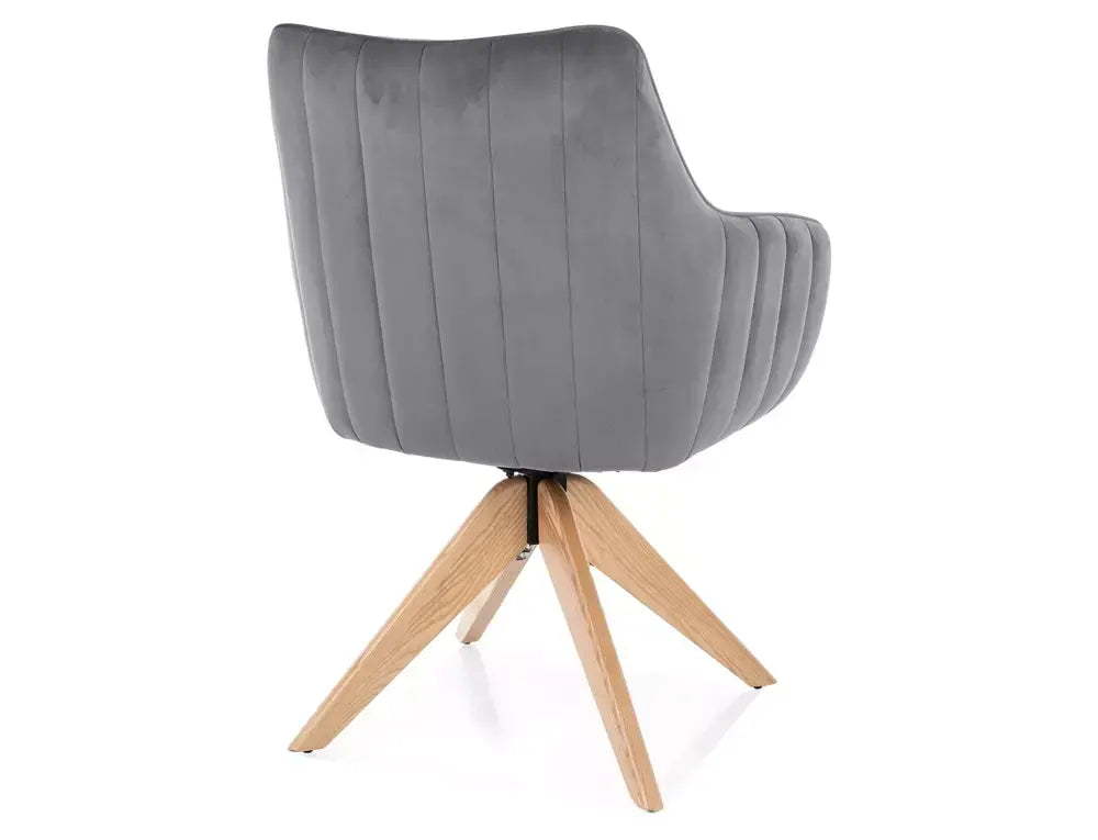 Scaun dining AZALIA D Velvet stejar structură / gri Bluvel 14