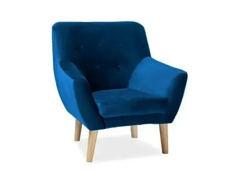 Fotoliu NORDIC 1 Velvet albastru Bluvel 86/fag
