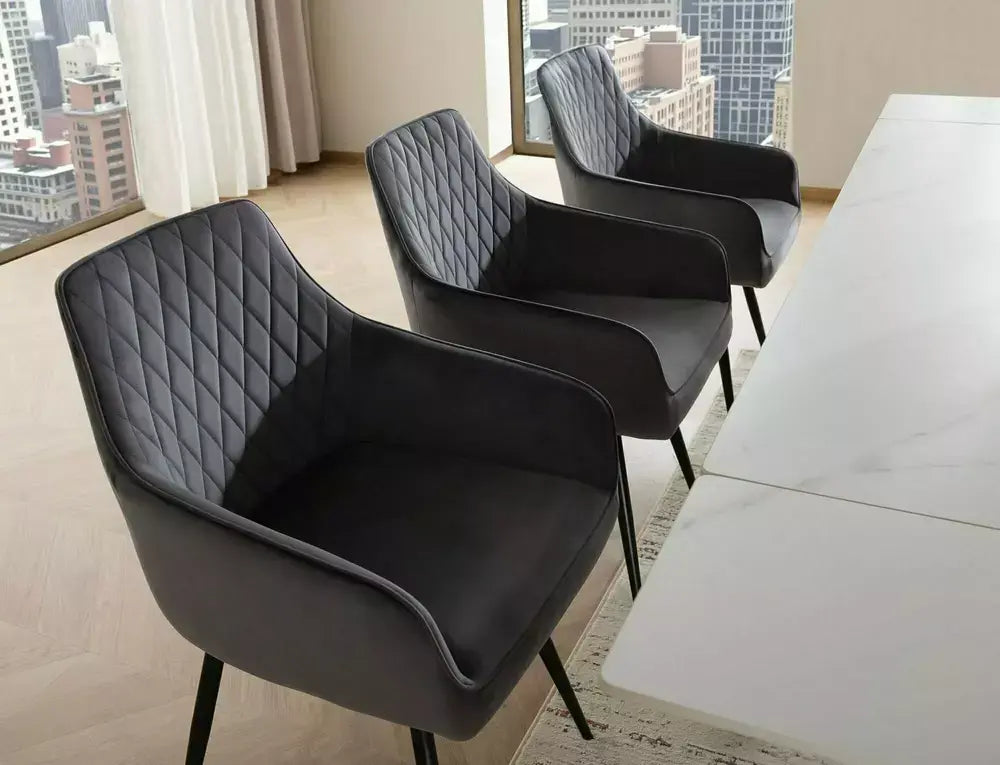 Scaun dining MARLO Velvet structură neagră/gri Bluvel 14