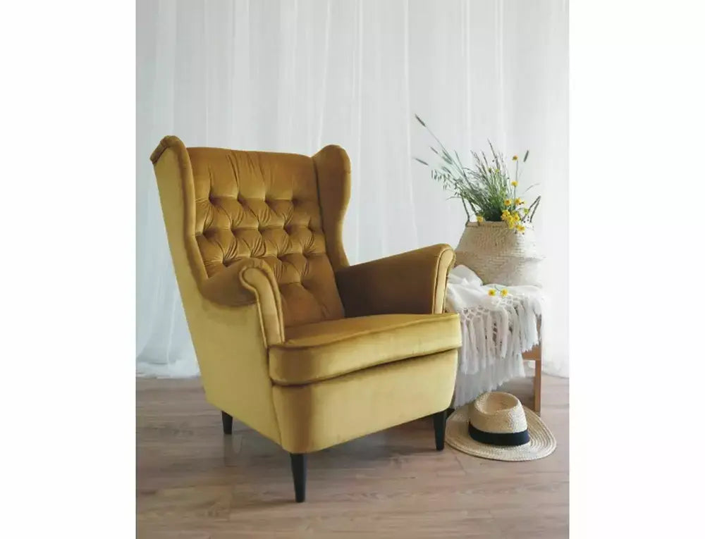 Fotoliu HARRY Velvet curry Bluvel 68/wengé