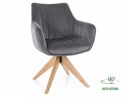 Scaun dining AZALIA D Velvet stejar structură / gri Bluvel 14