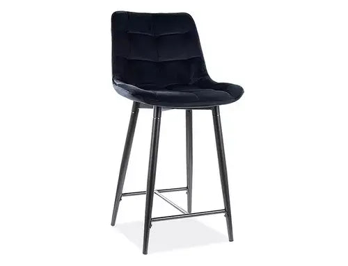 Scaun bar semi-înalt CHIC H-2 Velvet structură neagră/negru Bluvel 19