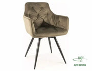 Scaun dining MANGO Velvet structură negru/olive 77