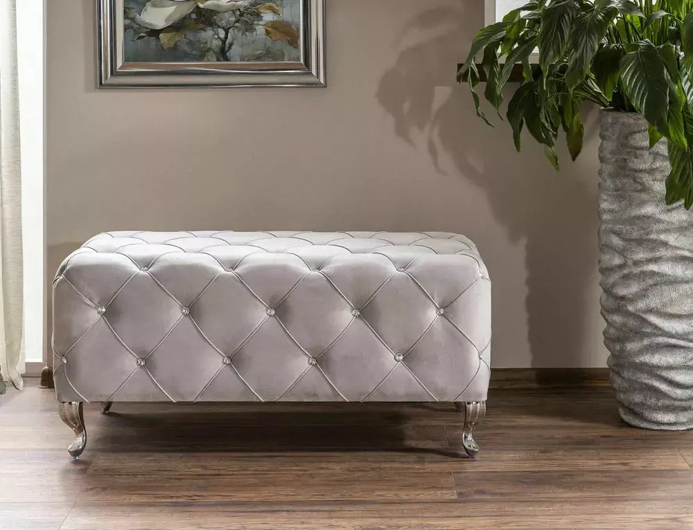 Puf/Banchetă HESTIA Velvet J. gri Bluvel 03/argintiu