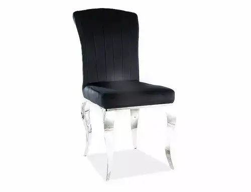 Scaun dining PRINCE Velvet crom/negru tap. 186