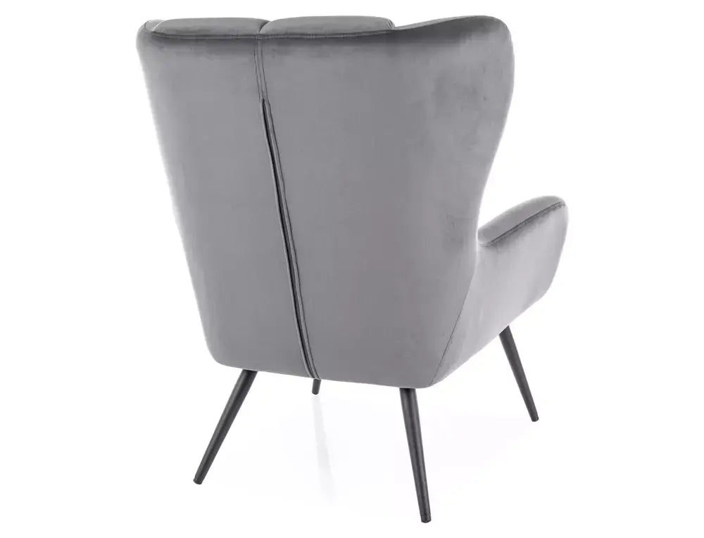 Fotoliu LOUIS Velvet negru mat structură/gri Bluvel 14