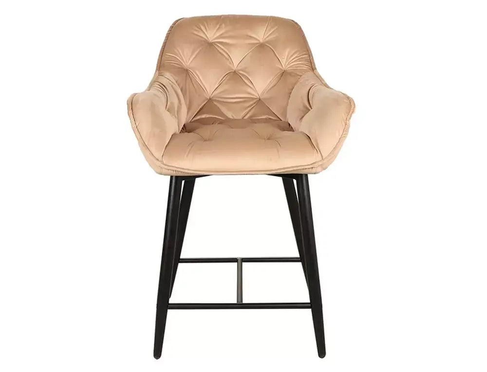 Scaun bar înalt CHERRY H-2 Velvet structură neagră/bej Bluvel 28
