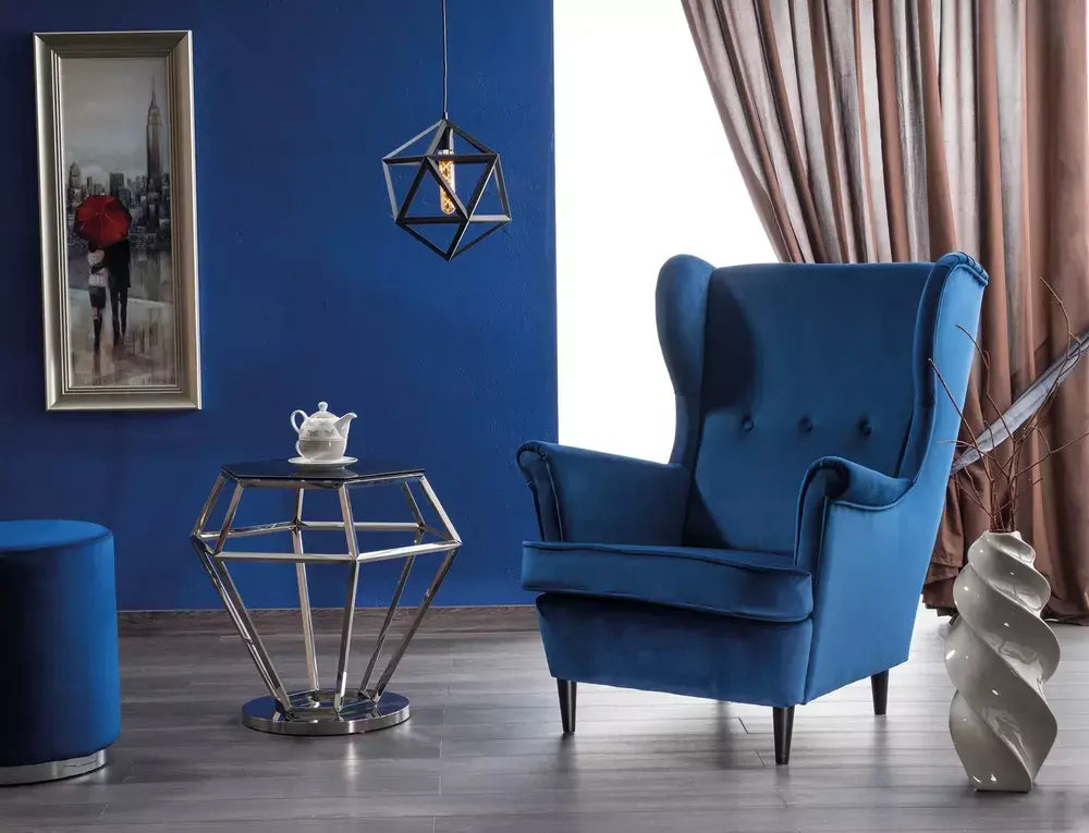 Fotoliu LORD Velvet albastru navy Bluvel 86/wengé