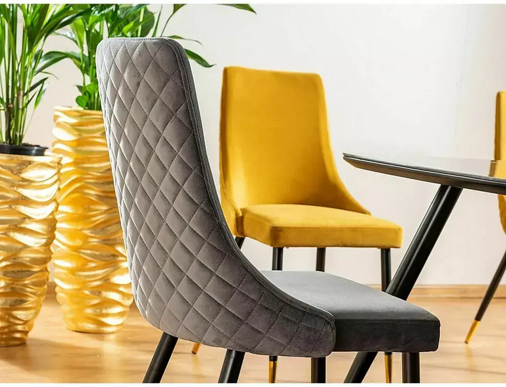 Scaun dining PIANO Velvet negru/auriu structură/J. gri Bluvel 03