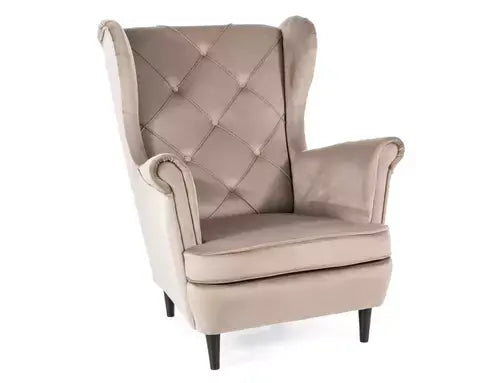 Fotoliu LADY Velvet C. bej Bluvel 40/wengé