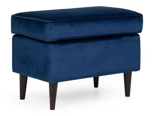 Taburet suport picioare RON Velvet albastru navy Bluvel 86/wengé