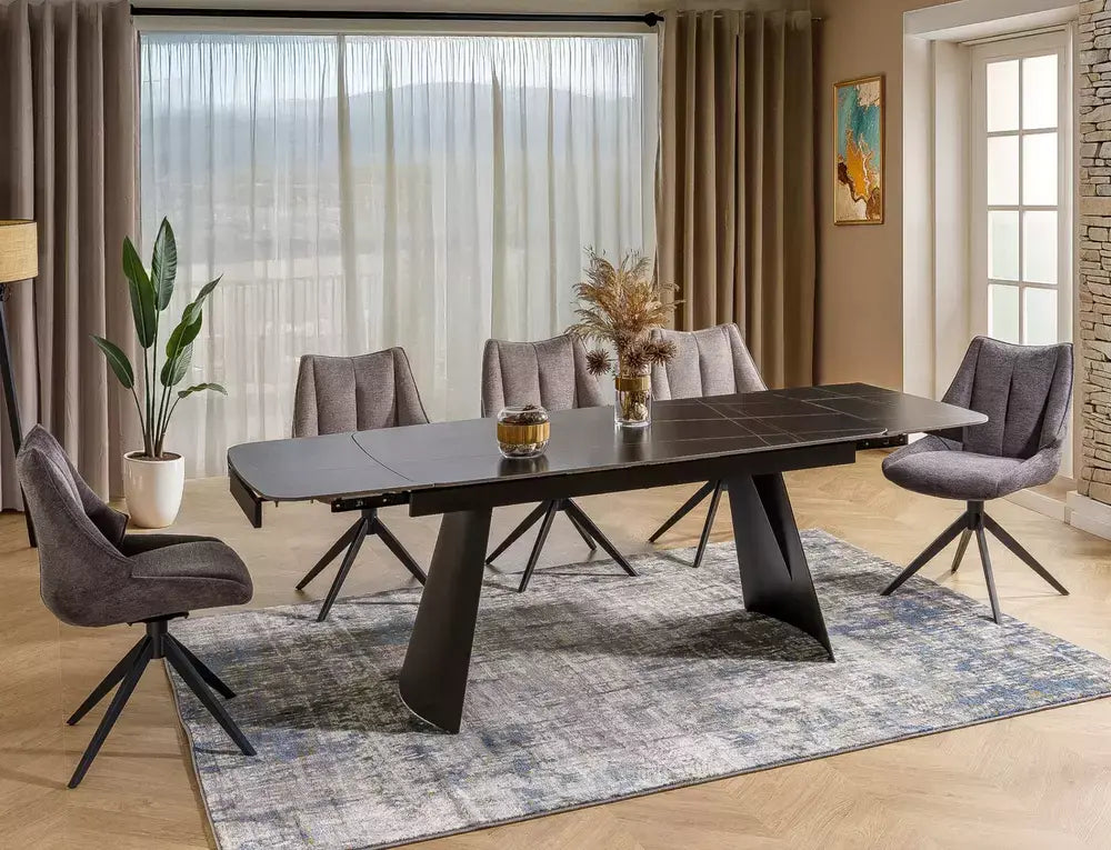 Masă dining extensibilă BACARDI negru 160(240)x90