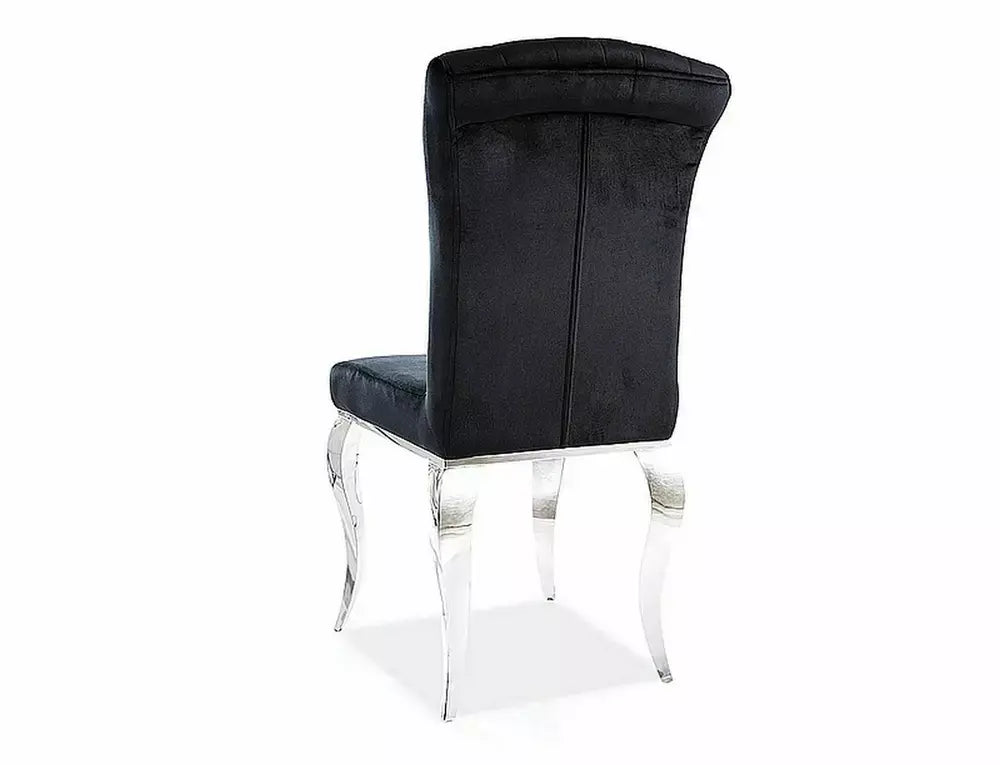 Scaun dining PRINCE Velvet crom/negru tap. 186