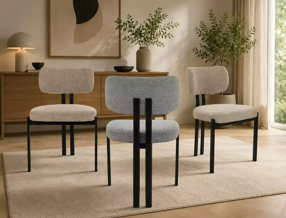 Scaun dining MISAKI negru / bej tap. 253