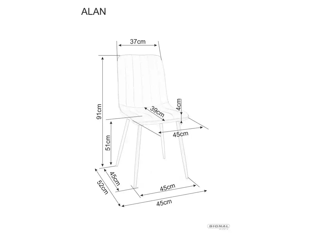 Scaun dining ALAN Velvet structură neagră/negru Bluvel 19