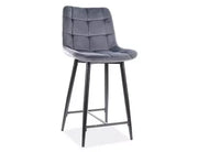 Scaun bar semi-înalt CHIC H-2 Velvet structură neagră/gri Bluvel 14