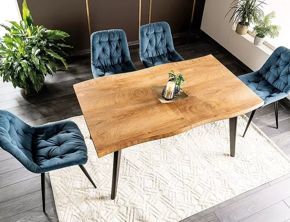 Masă dining extensibilă FRESNO stejar Artisan/negru structură 150(210)x90