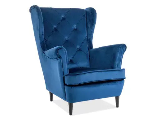 Fotoliu LADY Velvet albastru navy Bluvel 86/wengé