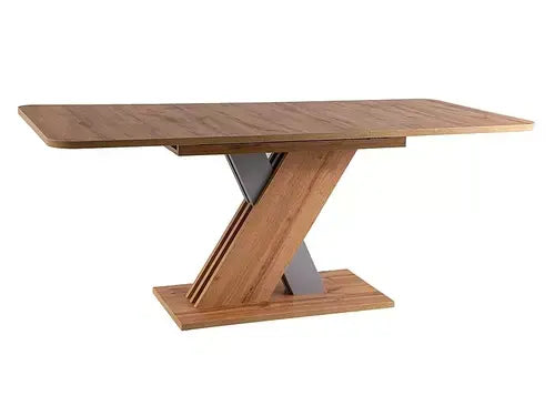 Masă dining extensibilă EXEL stejar Wotan/argintiu 140(180)x85