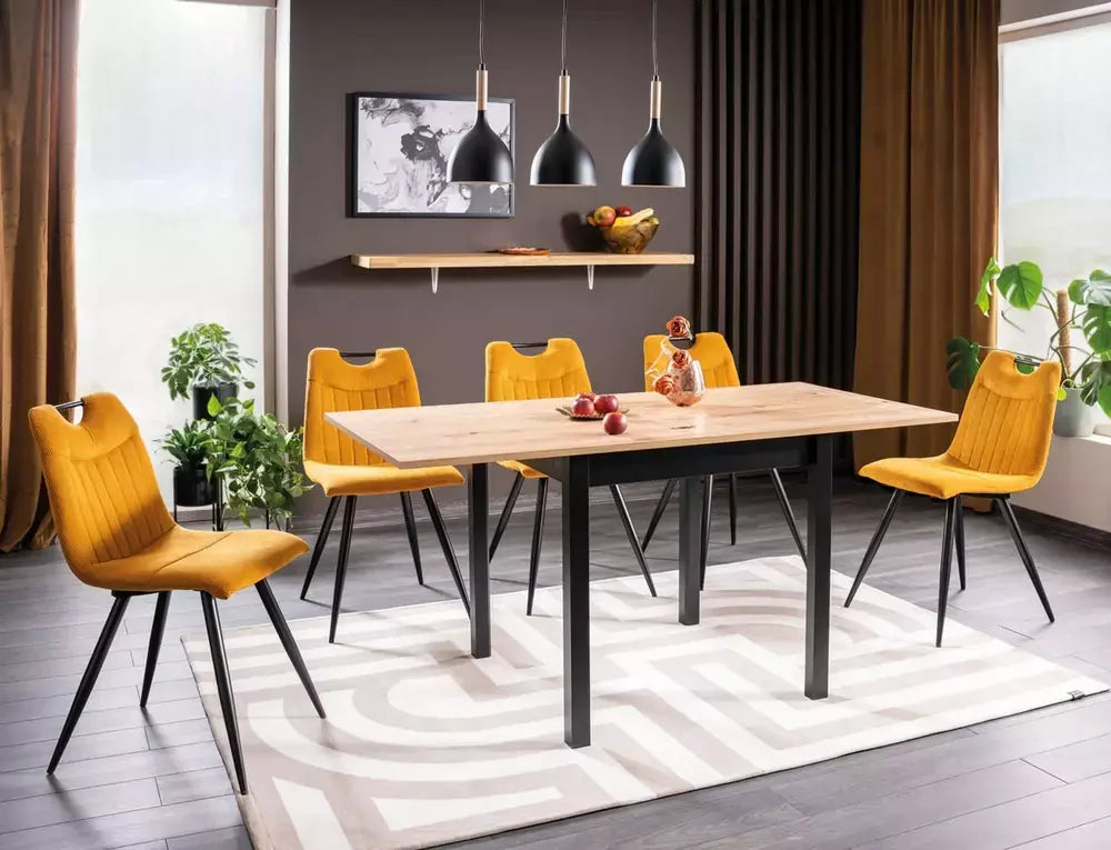 Masă dining extensibilă FLIP stejar Artisan/negru 80(160)x80